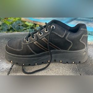 SKECHERS Black Platform Sneakers MINT 8.5 Leather